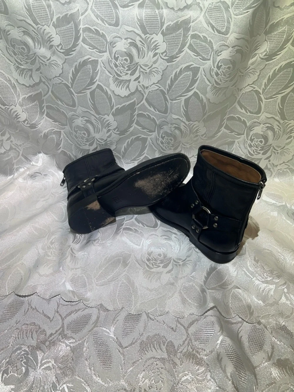 Frye Black Leather Harness Ankle Boots - Picture 5 of 9